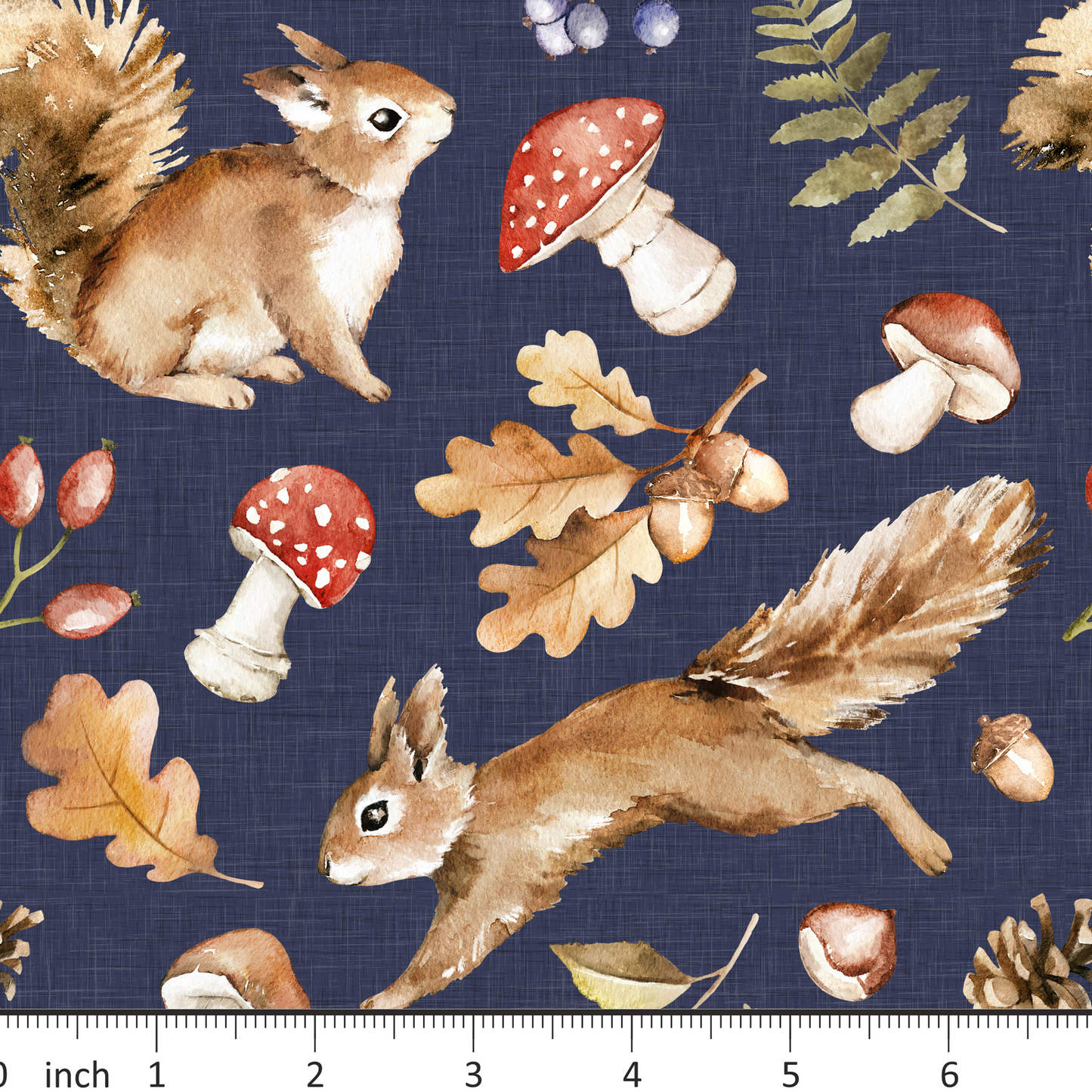 Mirabelle Designs - Squirrels and Oak - Navy - Little Rhody Exclusive Colorway