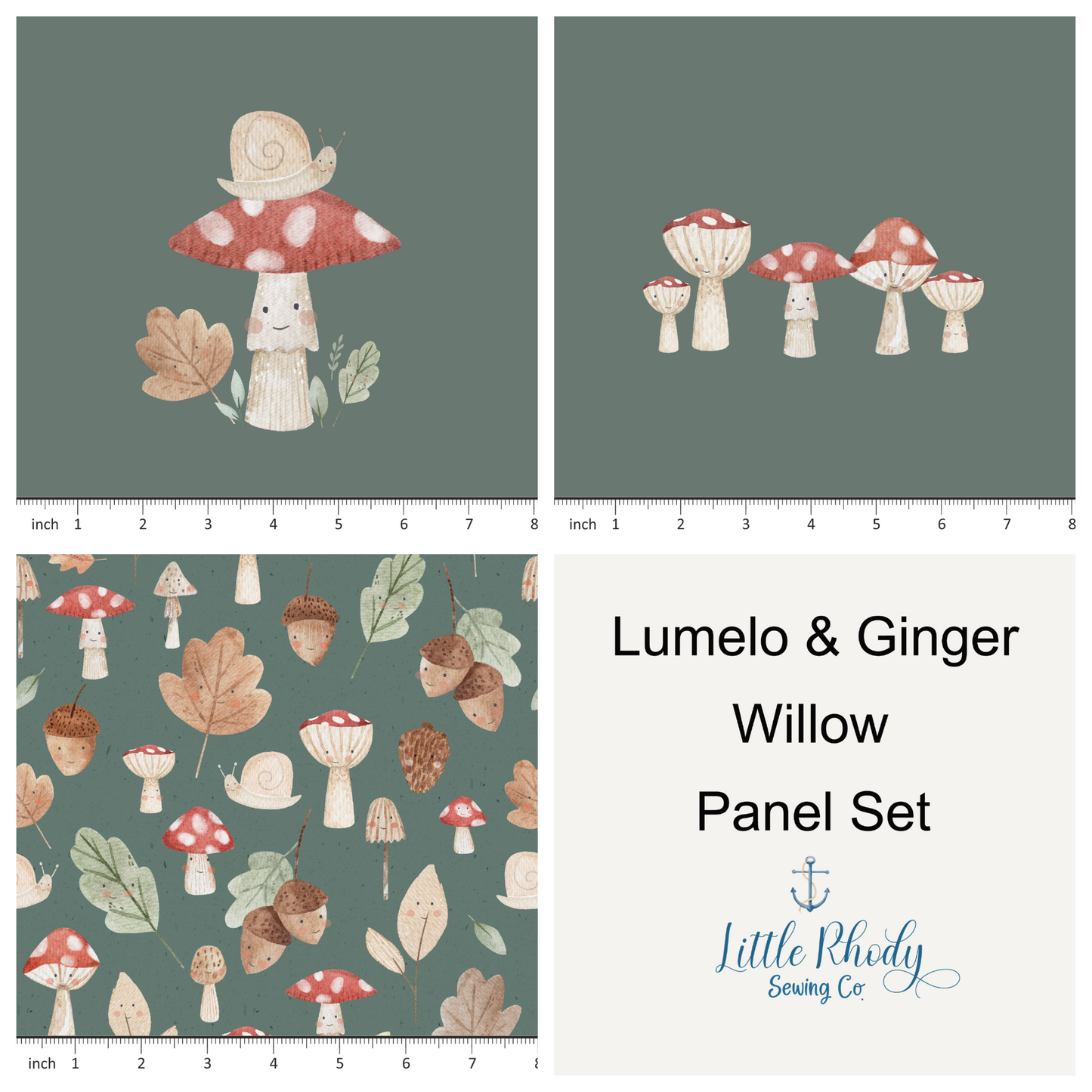 Lumelo and Ginger - Willow - on Bottle - 3 Panel Set 58x36"