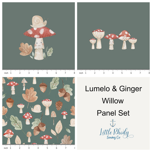 Lumelo and Ginger - Willow - on Bottle - 3 Panel Set 58x36"