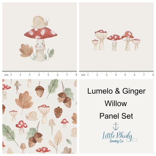 Lumelo and Ginger - Willow - on Ecru - 3 Panel Set 58x36"